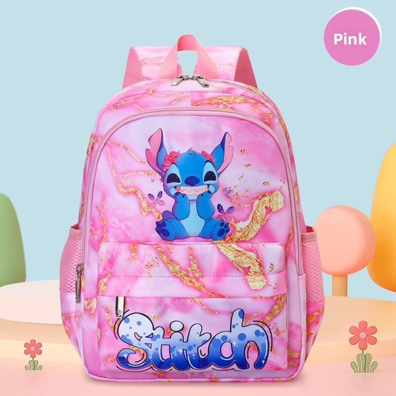 Disney Stitch Student Backpack Large Capacity Nylon Kids School Bag With Comfortable Straps For Education
