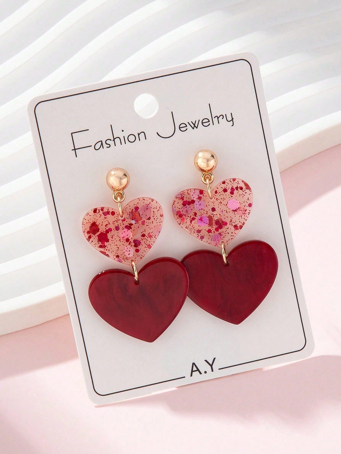 

1 Pair Acrylic Romantic Valentine s Day Colorful Sequin Red Heart Design Earrings Perfect Gift For Ladies красный