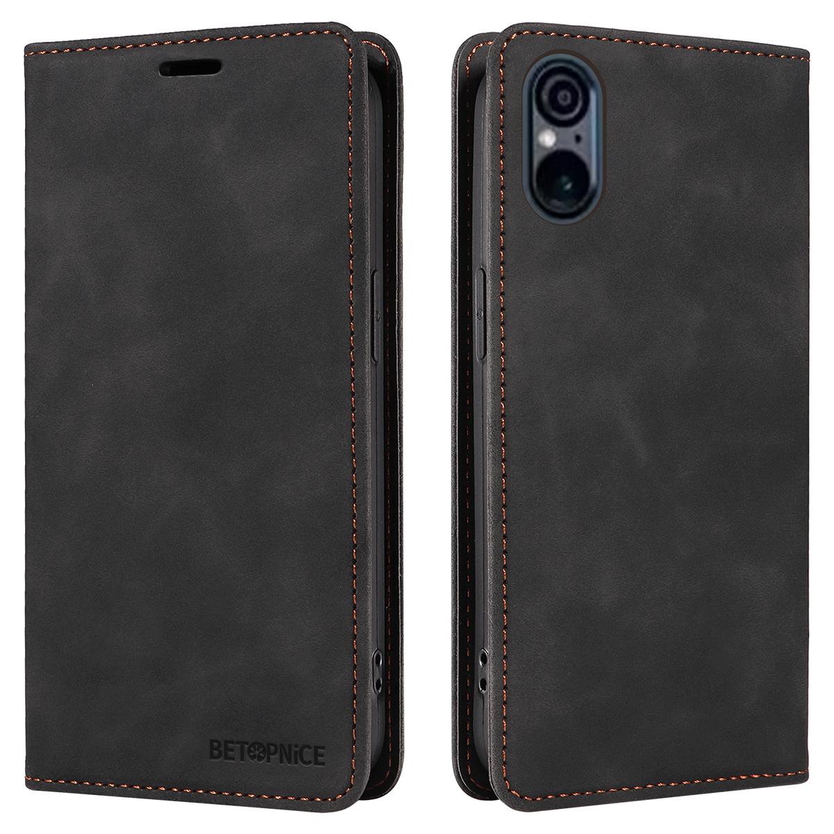 

BETOPNICE 003 For Sony Xperia 5 VI Case Leather Flip Phone Cover RFID Blocking A