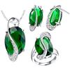 Fashion Women Rainbow Faux Topaz Pendant Necklace Earrings Ring Jewelry Set