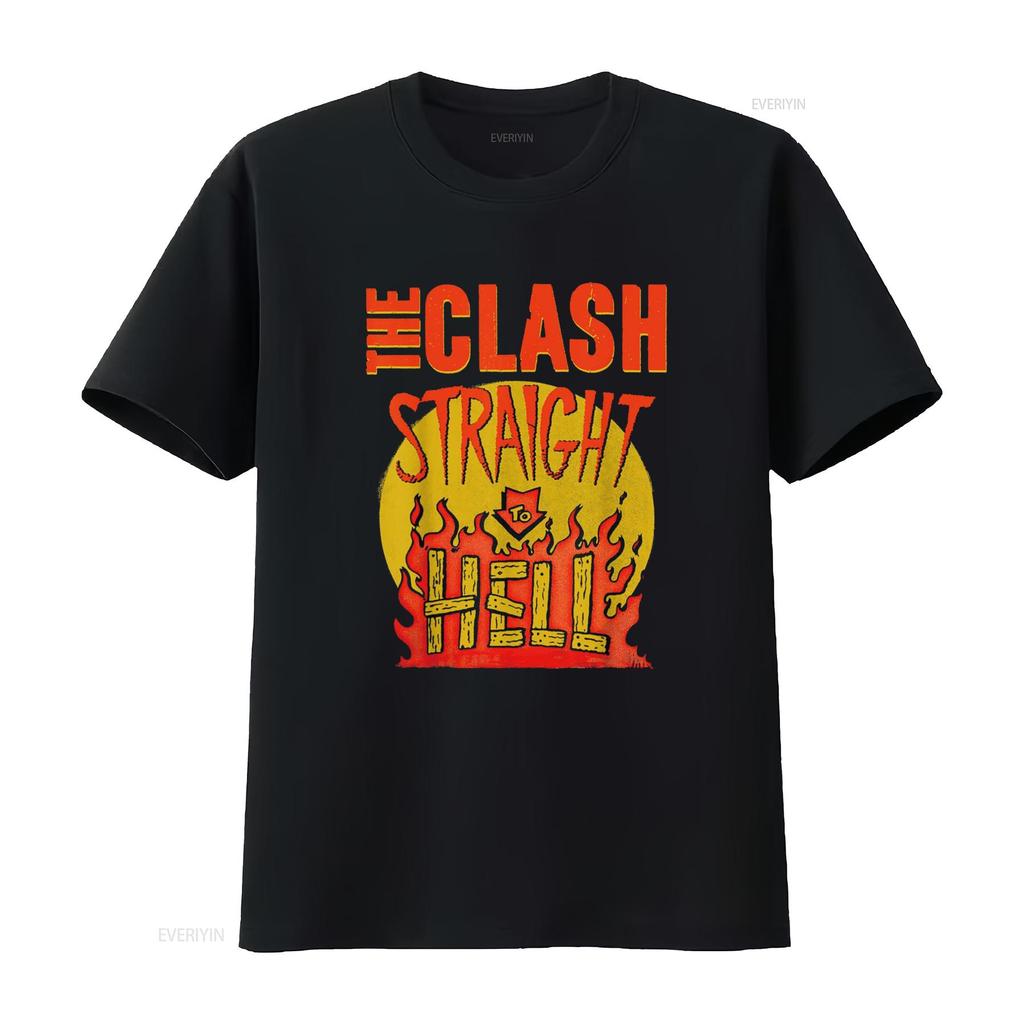 The Clash Straight To Hell T-Shirt vintage gewaschen Vielseitig Stilvoll Designer-Kleidung Leicht lässig Weich für Männer Unisex