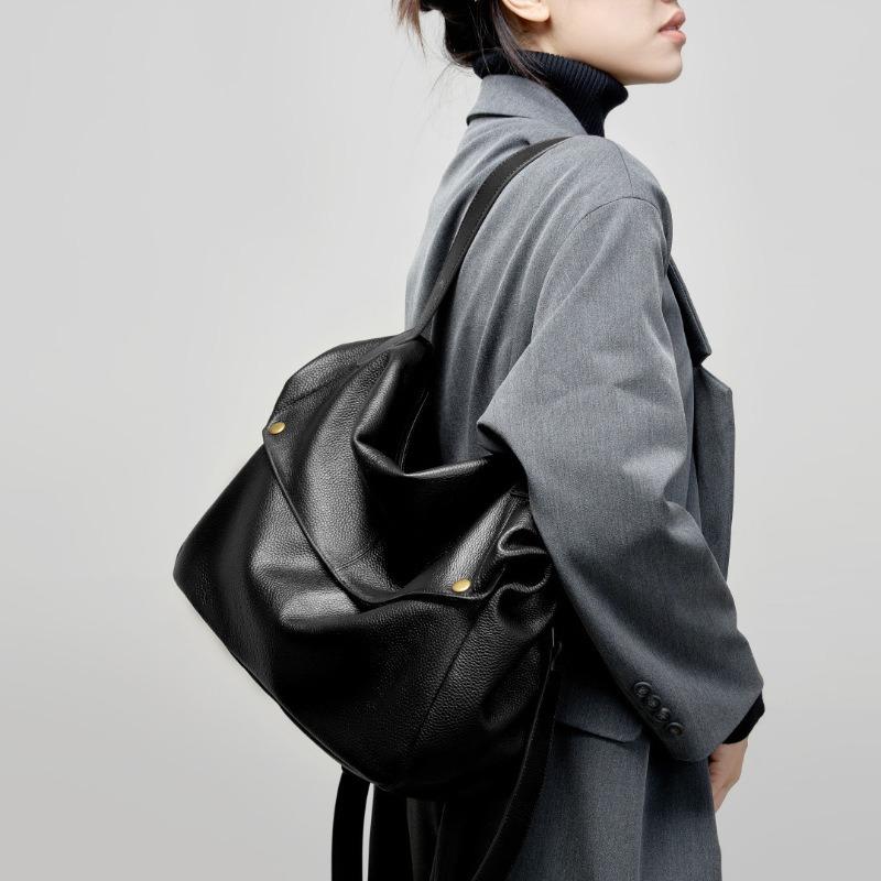 Winter New Large-capacity Shoulder Leather Large Bag Wind Soft Leather Tote Bag Simple Casual Women's Bag