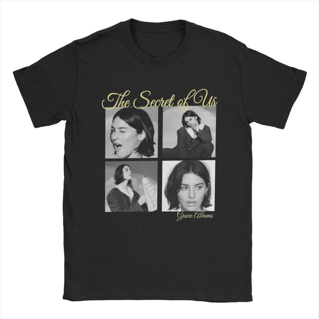 Gracie Abrams Red Star Cursive Lettering Logo T-Shirts for Men 100% Cotton Tees Short Sleeve T Shirts Gift Idea Clothing