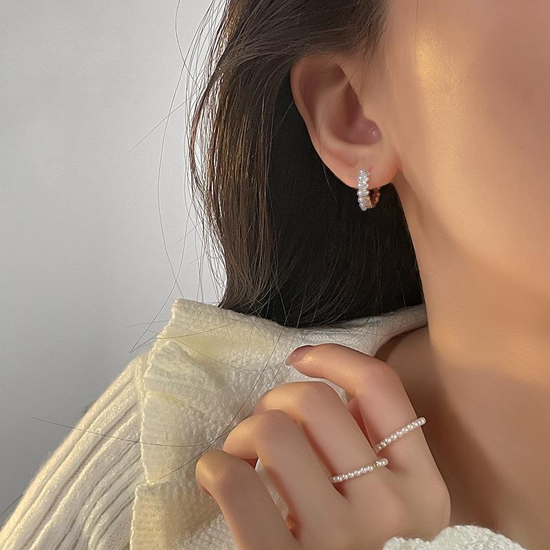 Zircon Rhombus ørespenne for kvinner Sommernisje Design Sense Utenlandsk stil imiterte perleøreringer