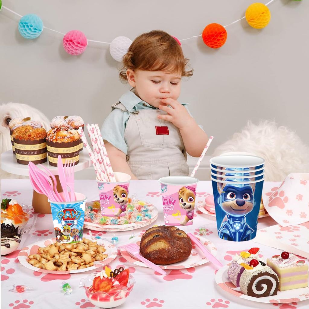 Birthday Paw Patrol Plates and Glasses Paw Patrol Birthday Decoration Skye Napkins Cups Baby Shower Kids Party Favors Supplies