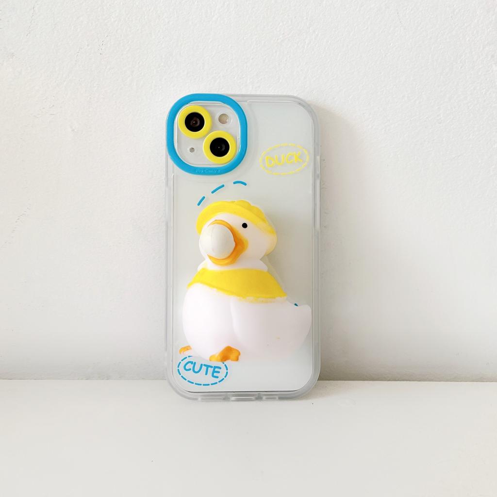 Free Shipping Cute 3D Duck Stress Relief Fancy Mobile Phone case for iPhone 16 15 14 13 Pro Max Soft Bumper Cover Promotion