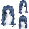 Cosplay Navy Long Twin with Hair Perfect for and Includes 2 Bonus Heat-resistant Wig, Blue, Hair, Curly, Tails, Clip-on Extensions, Costumes, Parties,