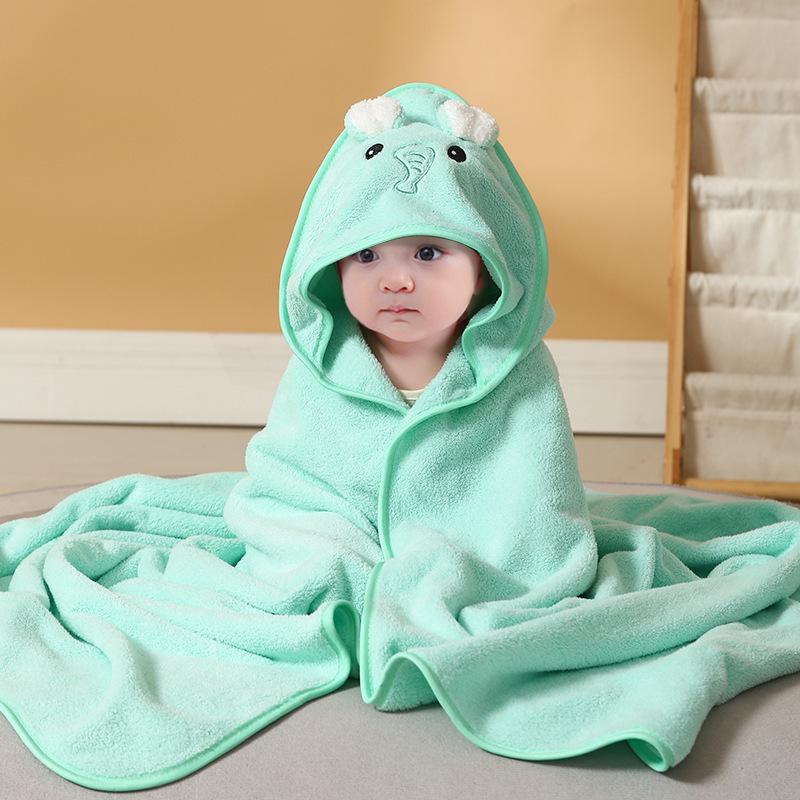 Cross-border Baby Coral Fleece Bath Towel: Hooded Baby Bathrobe & Homewear Swaddle Blanket