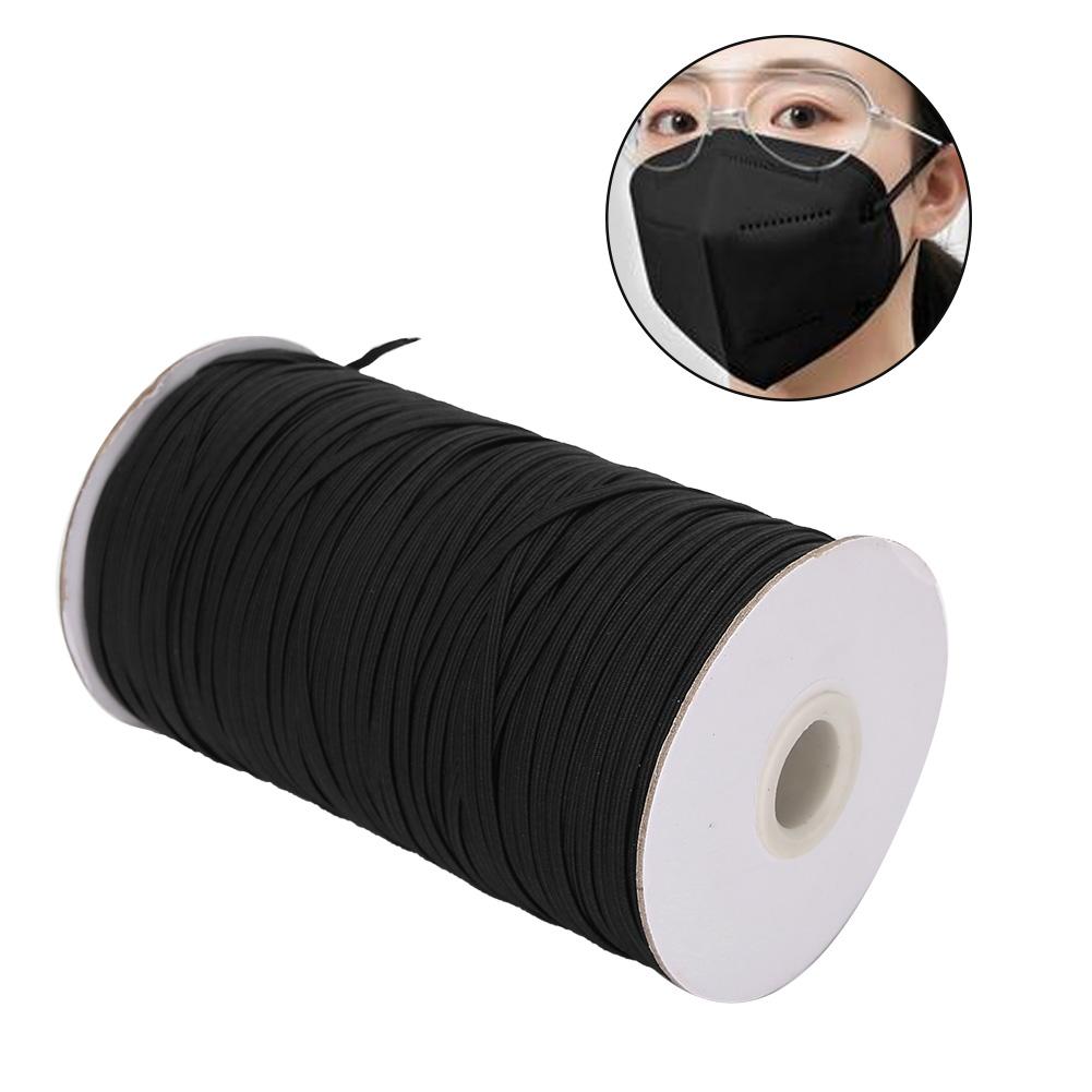 200 Yards Roll Face Shield Clothes Flat Rubber Band Cord Cuff Elastic Band RopeBlack