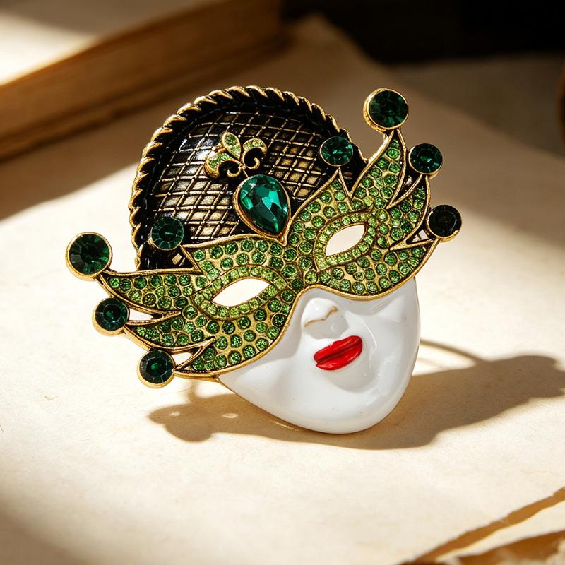 Big Vintage Face Brooches Pins For Women 5-Color Beautiful Rhinestone Figure Party Brooch Gifts