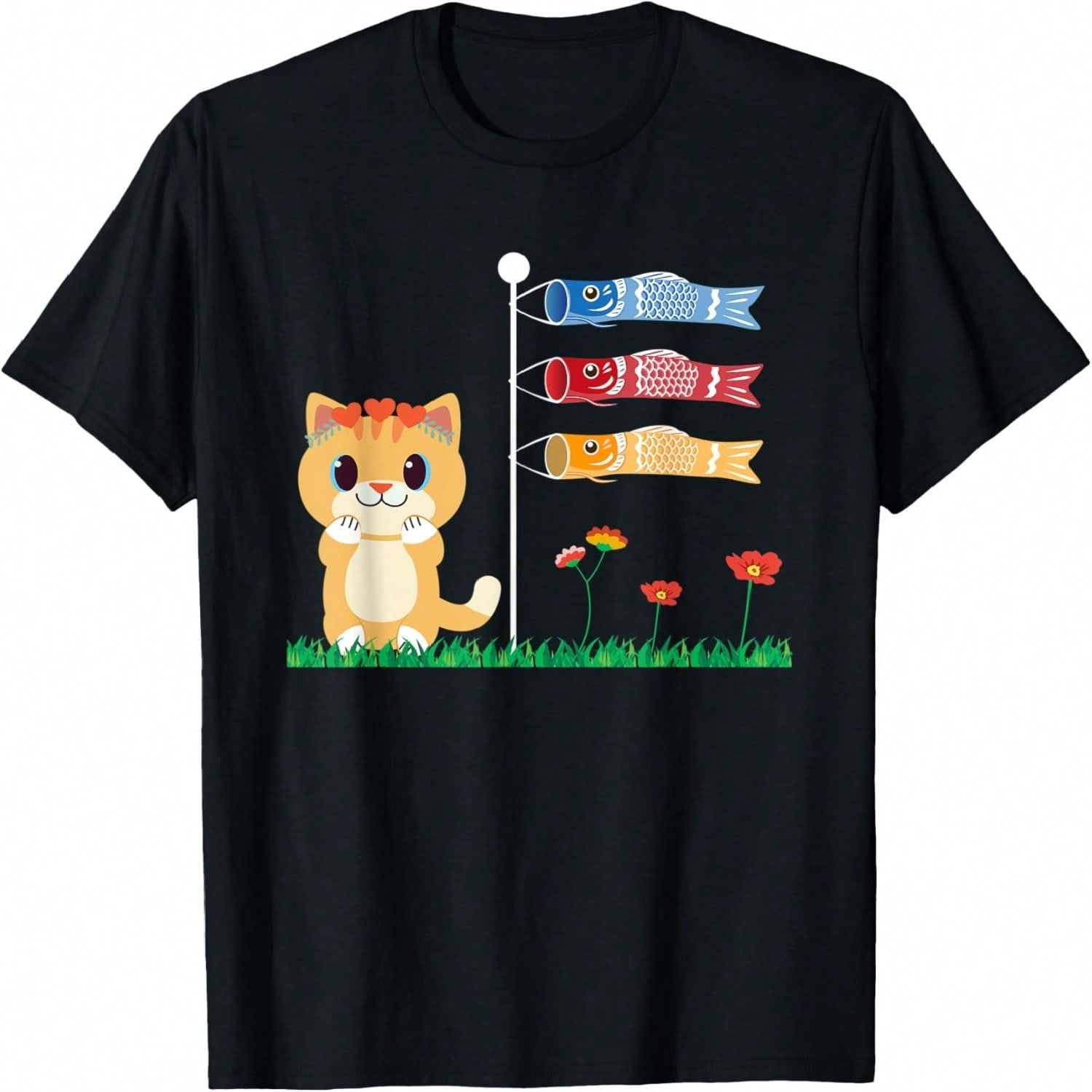 Koi Cherry Blossom Heart Love Peace Japanese Koi Carp T-Shirt S разноцветный