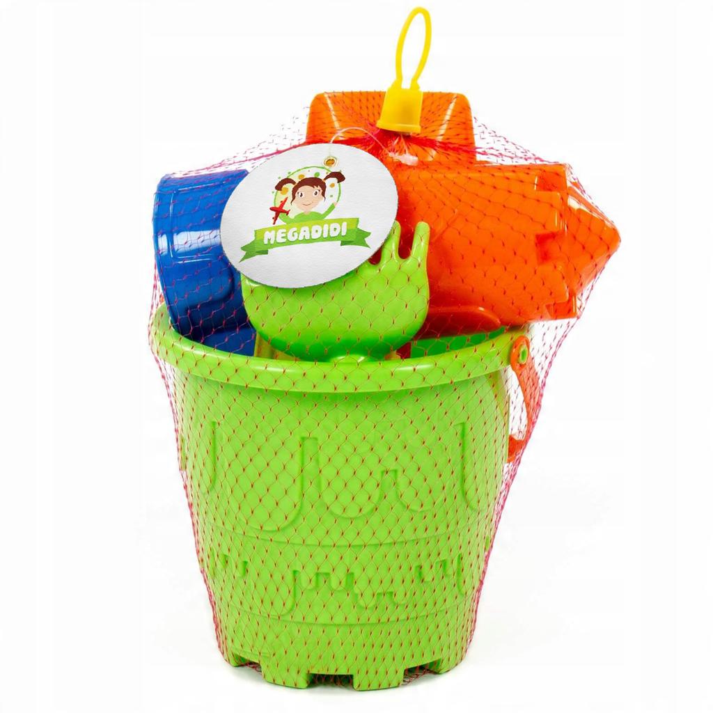 Wiaderko Do Piasku 25Cm Zamek Grabki Łopatka, Foremki Zestaw Plażowy 6 El.