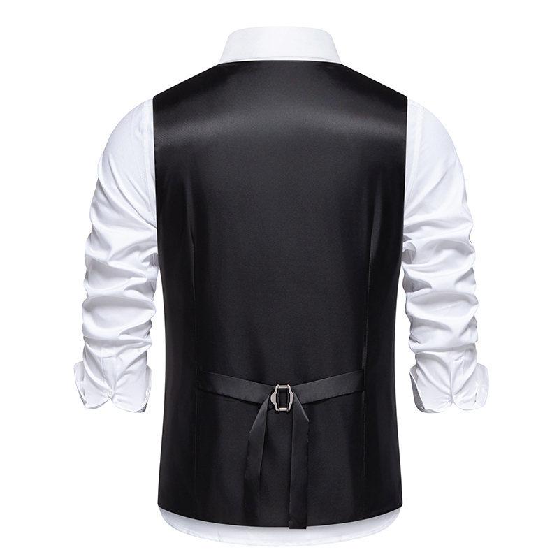 Pánská podzimní a zimní pánská obleková vesta Svatební s výstřihem do V Víceřadová falešná dvoudílná vesta pro muže