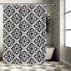 Black White Shower Curtain with Classic Pattern for Bathroom Decor Waterproof Bath Liner, Ideal Gift (80x180cm)