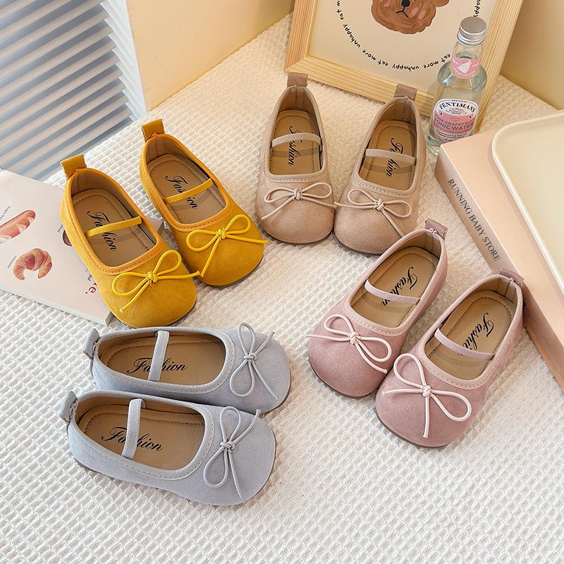Girls Shoes Low Top Princess Suede Shoe Spring New Shallow Elastic Band Casual Designer Students Ballet Shoes Child I03132