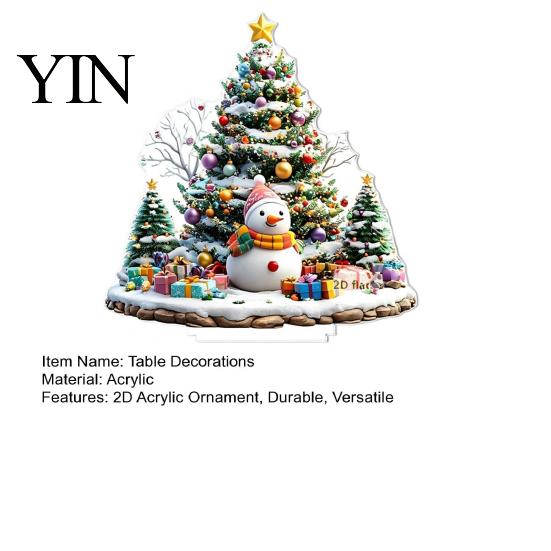 Seasonal Home Accents Christmas Village Houses Table Decoration, Snow Scene Patterns 2D Acrylic Santa Claus Hanging Decor Ornament, Decorative