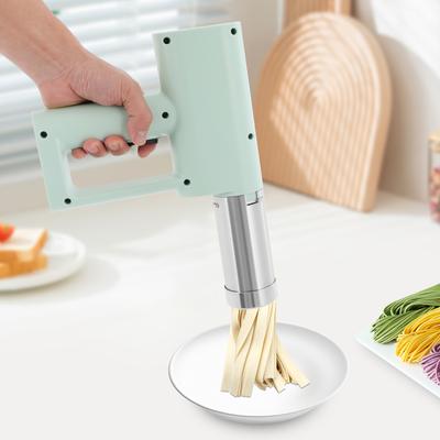Stainless Steel Electric Pasta Maker,Green Handheld 5 Molds Pasta Machine for Home Kitchens