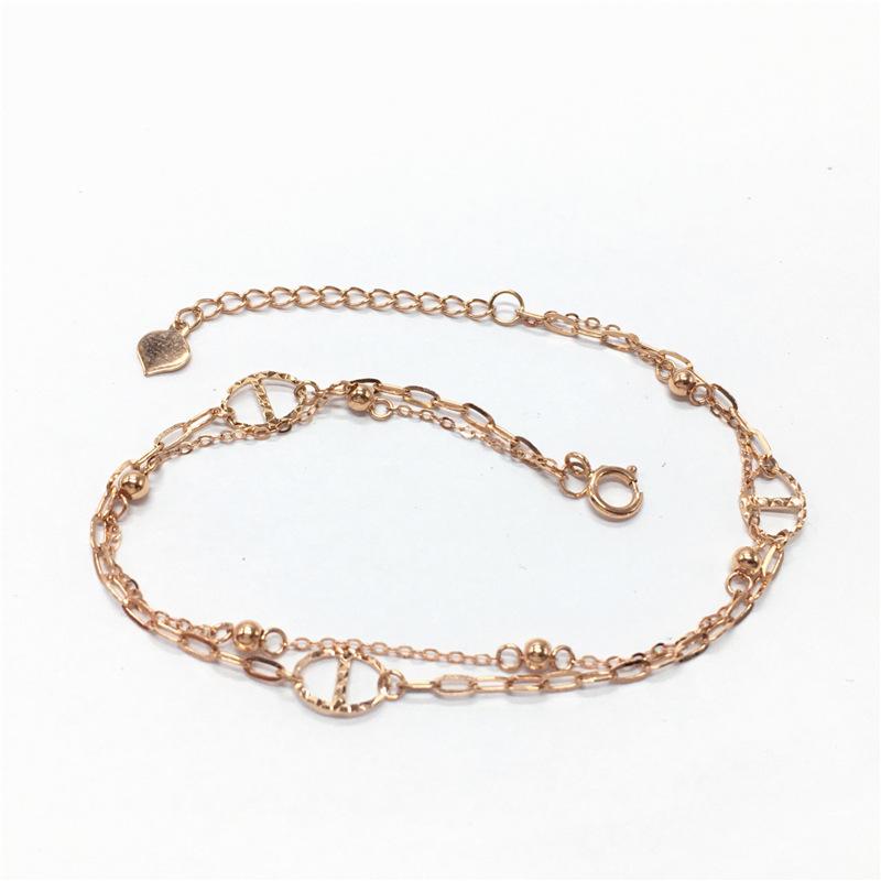 Rose Gold-Plated Purple Gold Fashion Double-Layer Japanese Character Bracelet Women'S Personalized Bracelet
