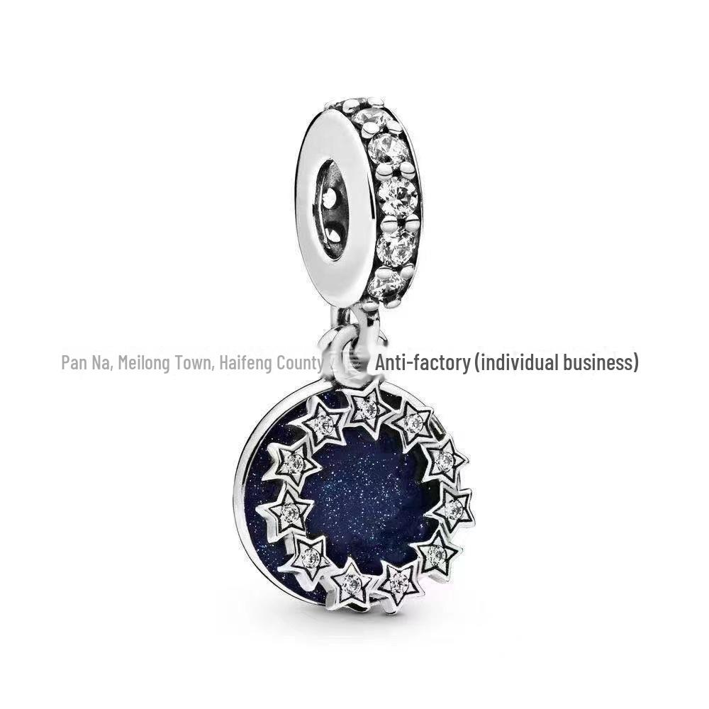 Panjia Blue Series White Copper S925 Silver-Plated Beaded Bracelet with Pendant DIY Accessories