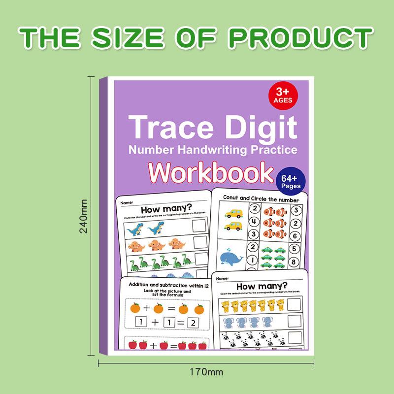 64 Page Children s Math Workbook : Tracing Numbers Addition Plus Subtraction Exercises Early Education Activities Ideal for Children Aged 3 Plus