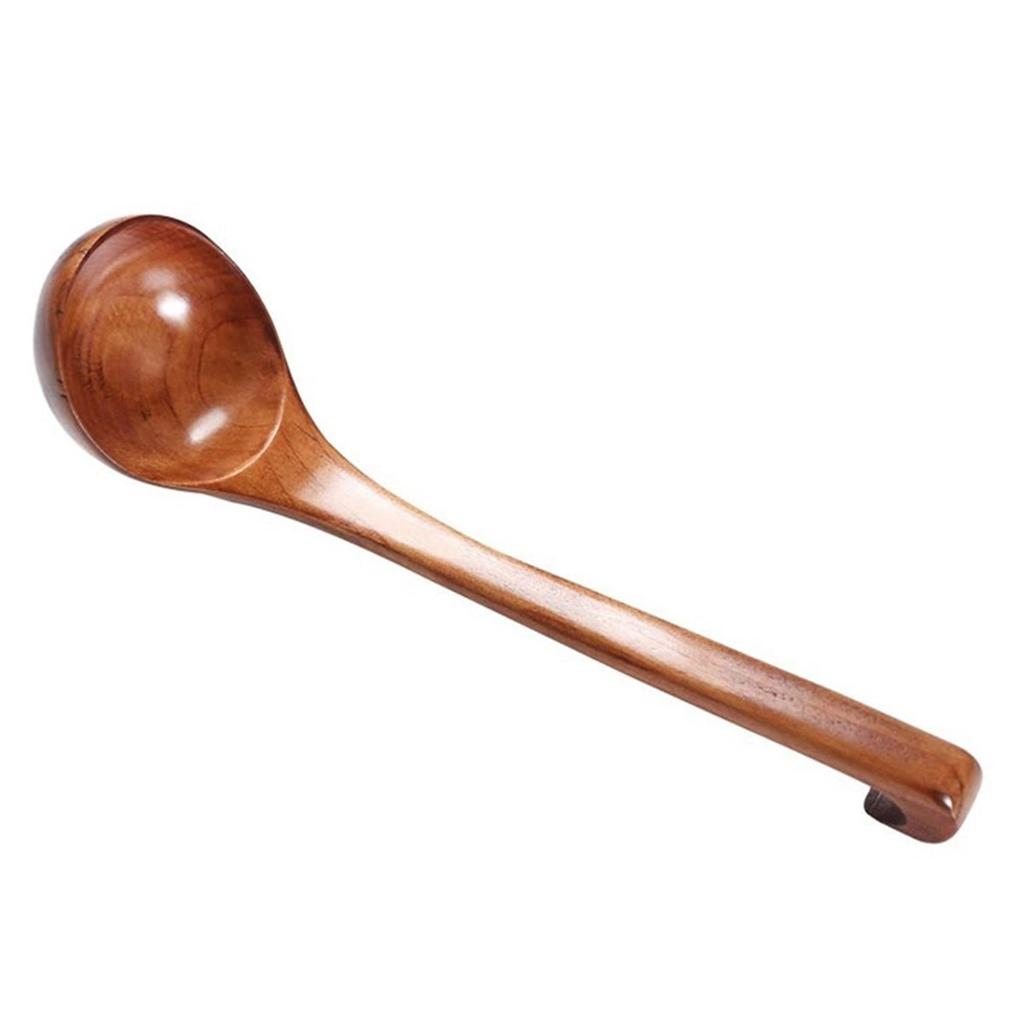 Large Wood Soup Ladle Long Handle for Serving Hot Pot Ramen Porridge Kitchen Cooking Spoon Wooden Ladle