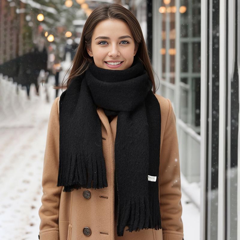 Women Winter Cashmere Scarf Solid Color Pashmina Blanket Wraps Female Thick Soft Bufanda Tassels Shawl Fashion Poncho Echarpe