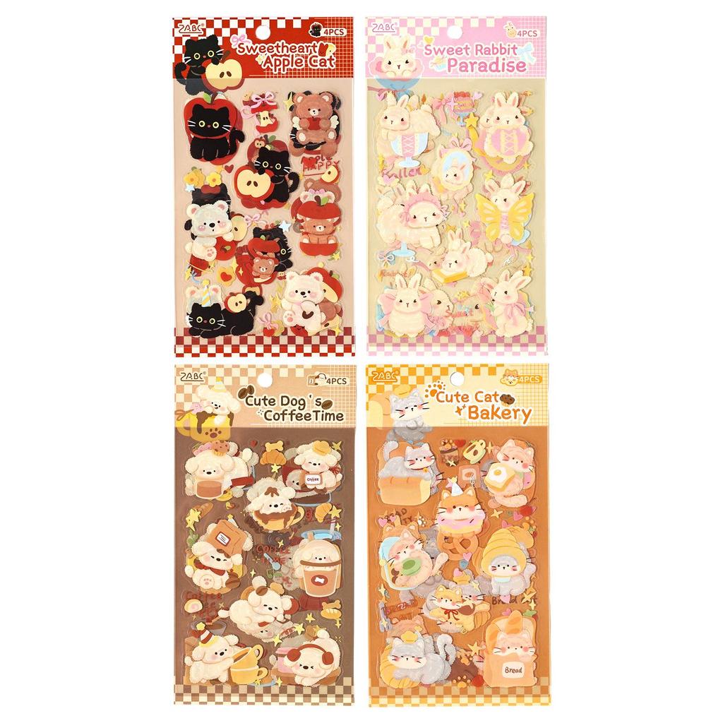 Yue Zhen Cute Pet Tea Party Waterproof Stickers for Journals - Children's PET Sticker Set