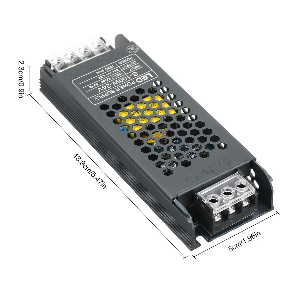 Neoglint Ultra Thin Power Supply Adapter Transformer for LED Strip Light AC190V 240V to DC 24V 8.3A 200W Power Supply