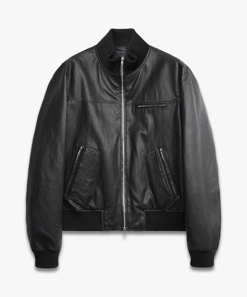 DOFFJASON Waxed Crop Leather Tanker Jacket Black