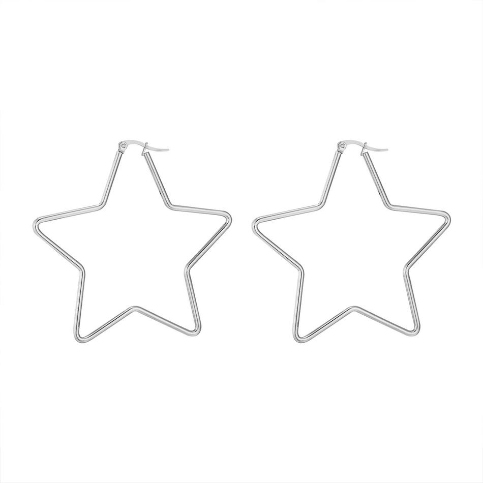 

30mm 50mm 60mm 70mm Geometry Star Earrings For Women Stainless Steel Hoops Ear Nipple Piercing Ring Golden Steel Fashion Zircon 20mm