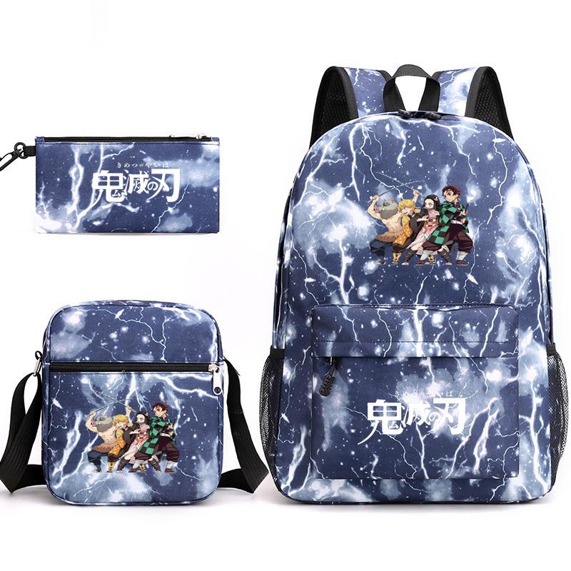 Anime Ghost Destroyer Blade Three-piece School Bag Small Shoulder Pencil Bag Primary and Secondary School Students Backpack