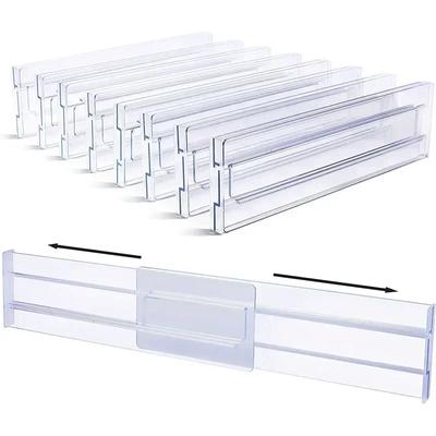 Lådindelare Organiserare, Justerbar 8 cm Hög Utbyggbar från 27,5-52 cm Kökslådeorganisatör, Genomskinlig Plast
