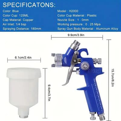 HVLP Spray Gun 0.8mm/1.0mm Nozzle H-2000 Professional Mini Paint Spray Gun Airbrush For Painting Car Aerograph Pneumatic Gun