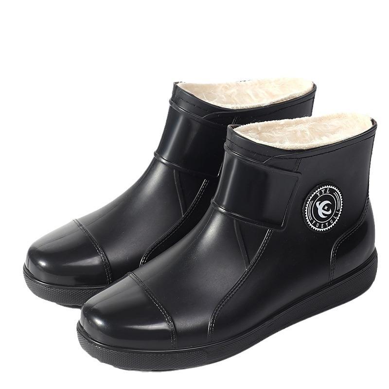 Modă mărime super mare pantofi de ploaie pentru bărbați antiderapanți impermeabili cizme de ploaie lână termică pantofi de cauciuc tub scurt acoperitor pantofi de apă modă pentru femei