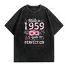 65 Year Old Made In 1959 Floral 65th Birthday s Women T Shirt vintage Washed designer clothes Breathable Versatile Comfortable