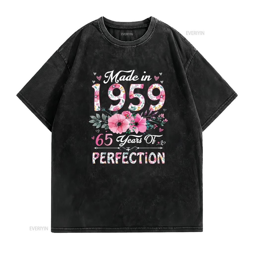 65 Year Old Made In 1959 Floral 65th Birthday s Women T Shirt vintage Washed designer clothes Breathable Versatile Comfortable