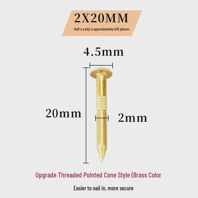 Antique Brass Round Head Copper Nails for Hinges & Decorative Use, Golden Finish, Small Size