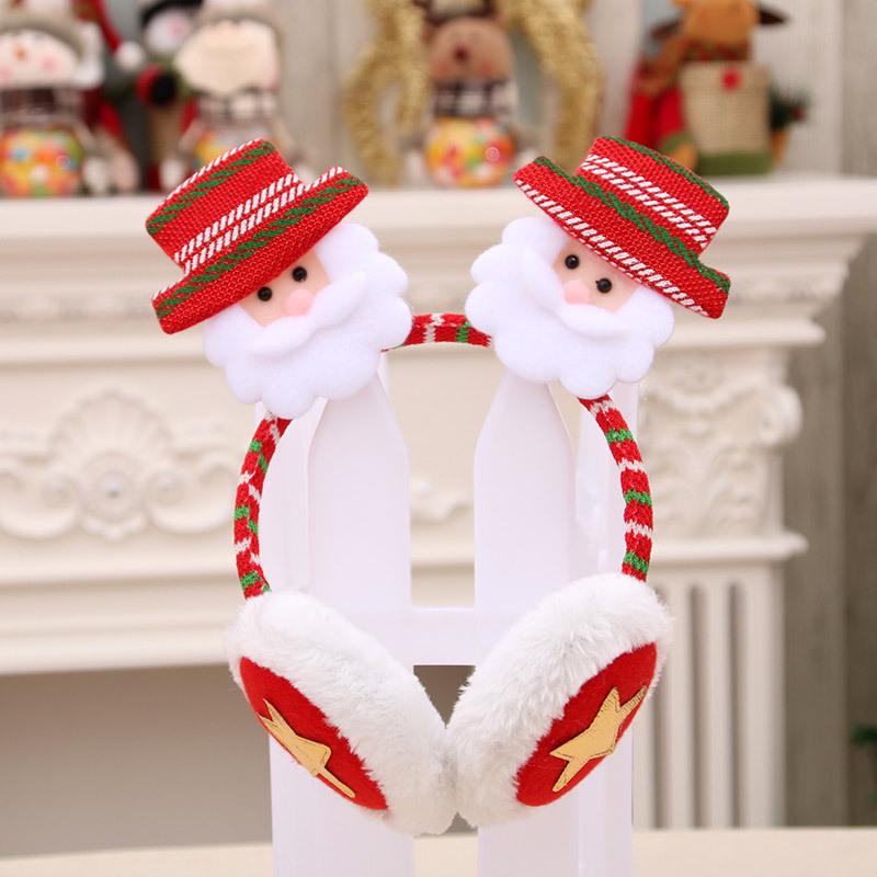 Christmas Headband Headphones Adults and Children Dress Up Christmas Red Large Antler Head Buckle Hair Clip Gift Earmuffs