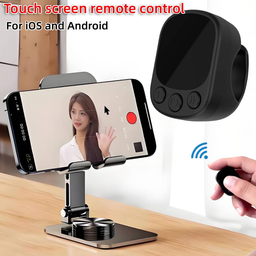 Ergonomic Touch Screen Ring Remote Bluetooth 5.4 Type-C Charging 100mAh Battery for TikTok/Page Turning/Camera/Music Control