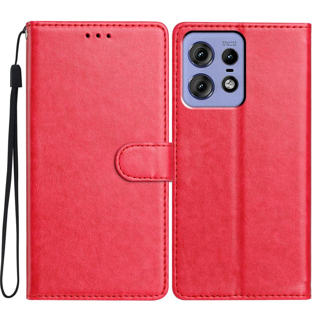 For Motorola Edge 50 Pro 5G Leather Phone Case Wallet Stand Cover with Handy Strap