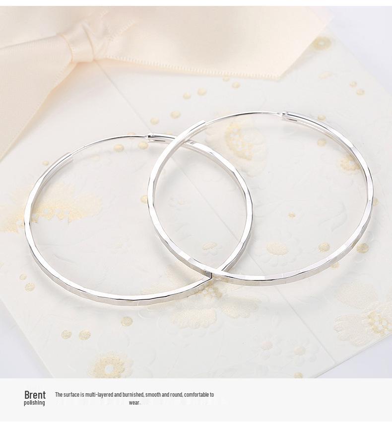 Sterling Silver Big Hoop Earrings for Women - High-End Fashion Circle Dangle Style