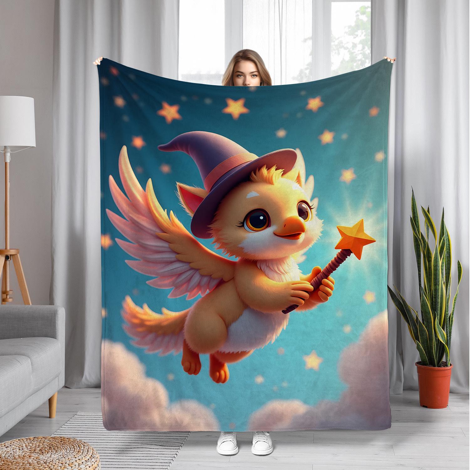 

Cute Pet Wizard Theme Pattern Flannel printed blanket suitable for all seasons suitable for living room office sofa and travel 75x100cm