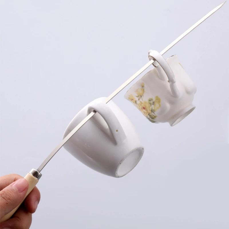 10pcs Wooden Handle Anti-scalding Barbecue Skewers Can Be Reused 304 Stainless Steel Metal Barbecue Skewers Wide Skewers