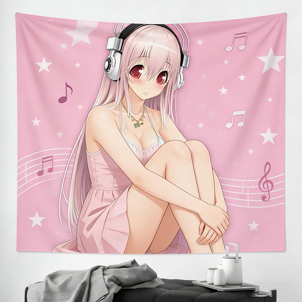 SSuper Sonico Манга Мультфильм Гобелен Декор Комнаты Настенная Ткань Вечеринка Подвесной Фон Декор Комнаты Детская Комната 74x94cm(29x37in)