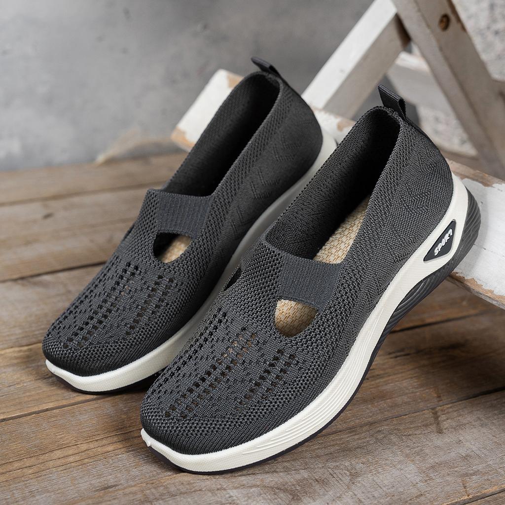 Fashion Airy Knit Slip-Ons for Women – Ultra-Lightweight Comfort Flats, Stylish White Design Perfect for Casual Days & All-Day Walking