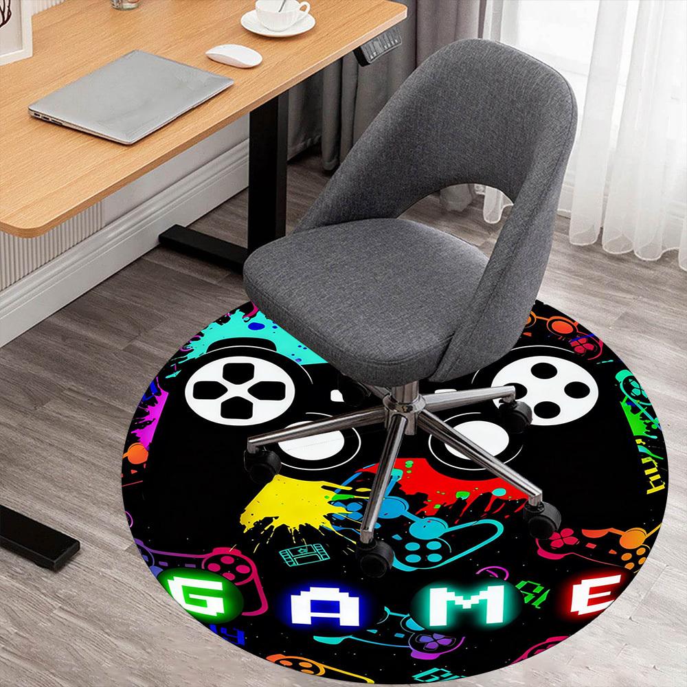 1PC Gamepad Gaming Round Chair mat Area Rug - Non-Slip, Floor Mat for Office, Bedroom, and Indoor Decor -Gift D1127209