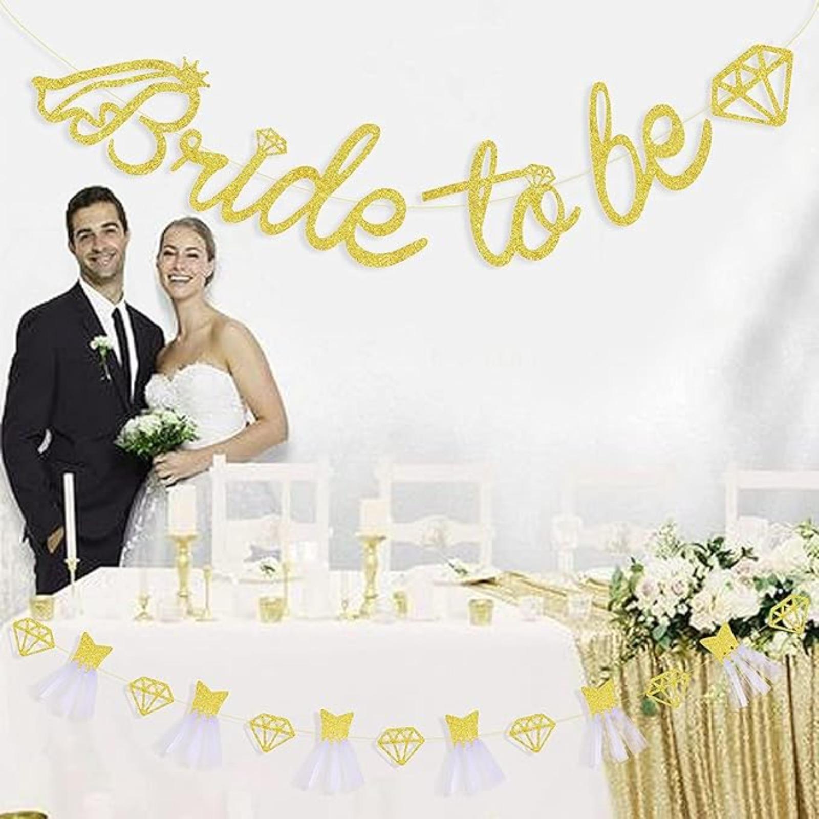 

Bride to be Banner, Bridal Shower Decorations, Wedding Dress Diamond Silver Glitter Bride Garland Bunting for Bridal Shower Party Decorations Supplies рожевий