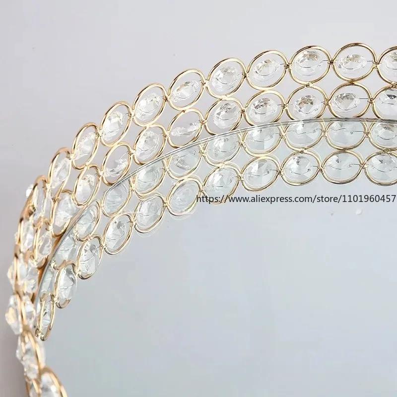 

Crystal Makeup Tray Storage Baskets Box Home Organizer for Necklace Dessert Plate Tray Decorative Vanity Jewelry Serving Tray Figurines