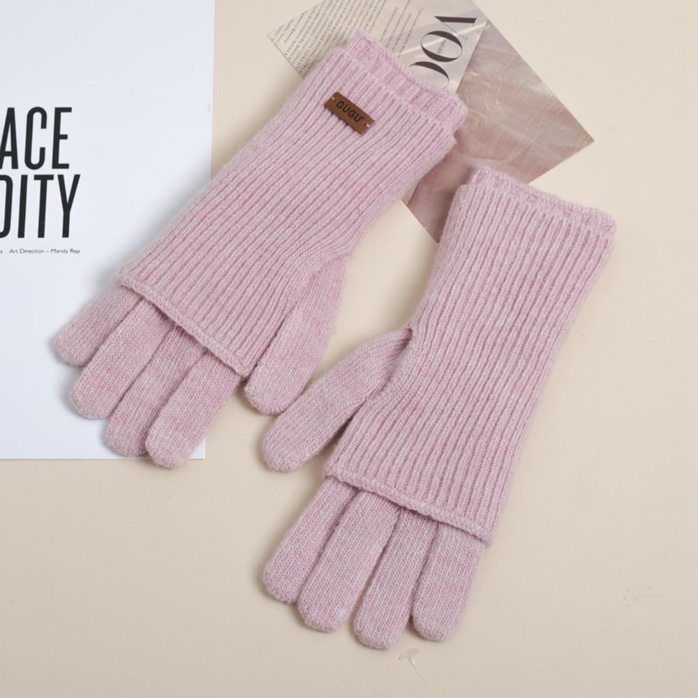 Neuer Herbst- und Winterstil Verlängerter Urlaub Zweiteilige Warme und Kältefeste Handschuhe für Damen Einfacher Lässiger Stil Ärmel
