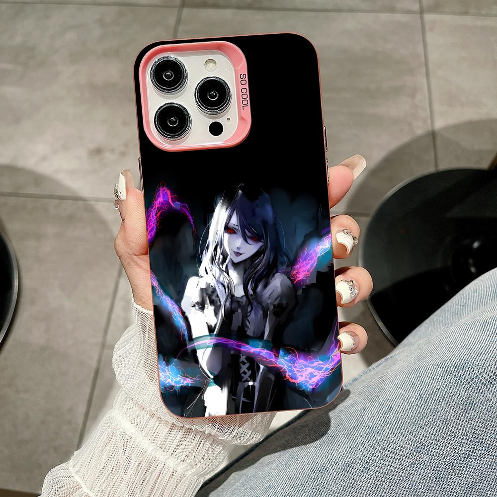 Tokyo Ghoul Rize Handyhülle für iPhone 17 16 15 14 13 12 11 X XR XS 8 7 Pro Max Plus Durchsichtige Rosa Hülle Luxus Hübsch